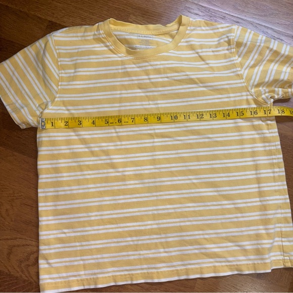 L.L. Bean butter Yellow & White Striped Tee XS - Picture 4 of 5